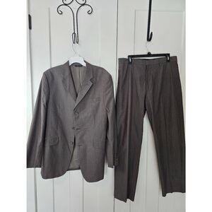 Banana Republic Suit 44R 34X30 Brown Pinstripe
